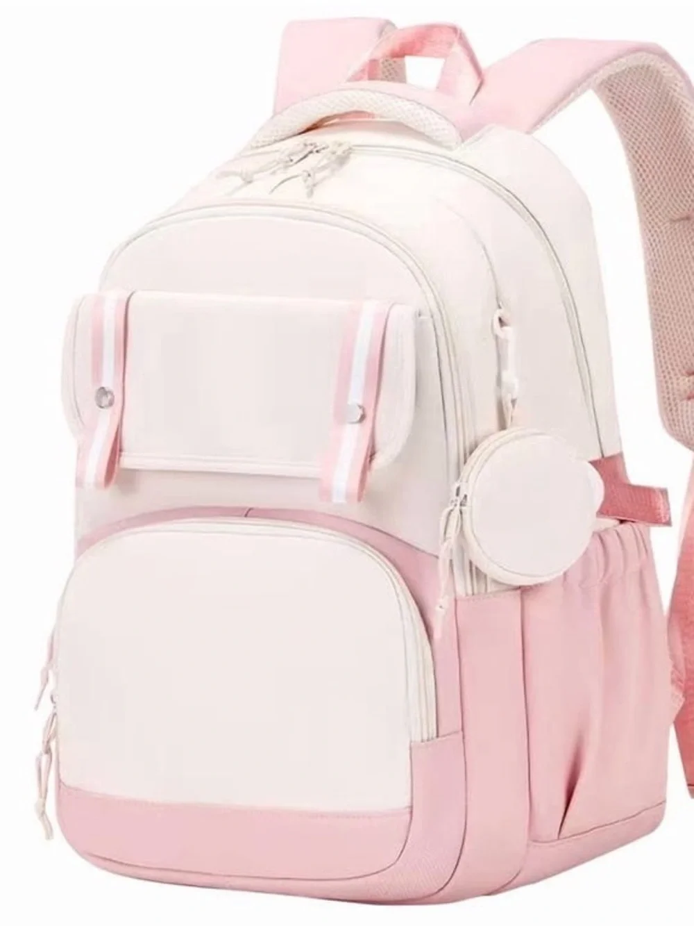 Pink and Cream Cute School  And College Backpack  For Girls WR5
